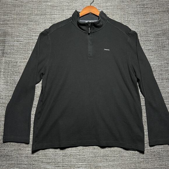 Calvin Klein Sweater Men's L Black 1/4 Zip Pullover Long Sleeve - Picture 1 of 12